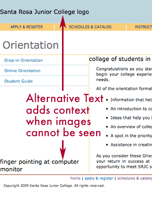 screen shot showing use of alternative text