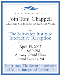 Poster announcing a reception for The Saltwater Institute